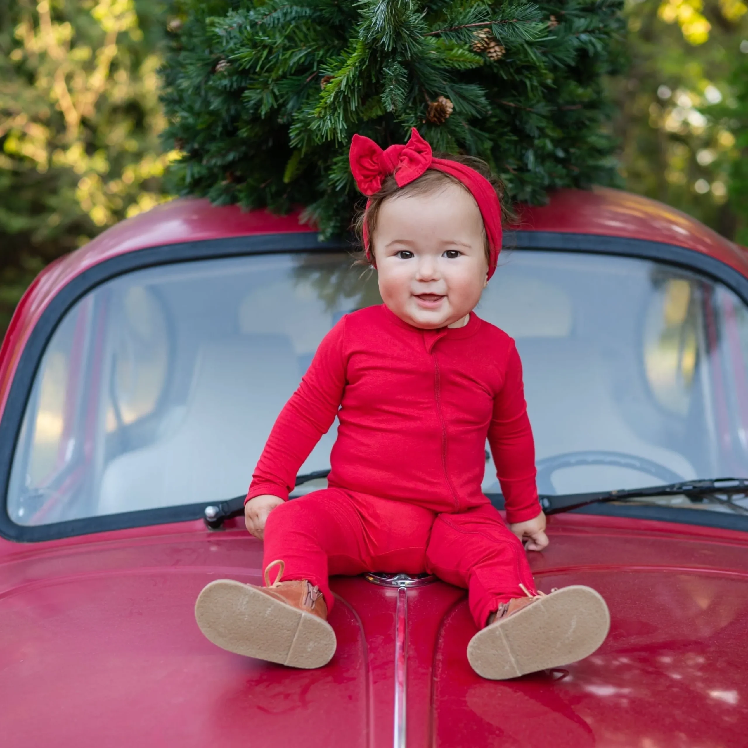 Zippered Romper in Cardinal