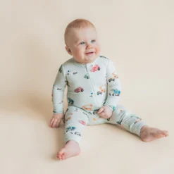 Zippered Romper in City Vehicles