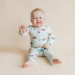 Zippered Romper in City Vehicles
