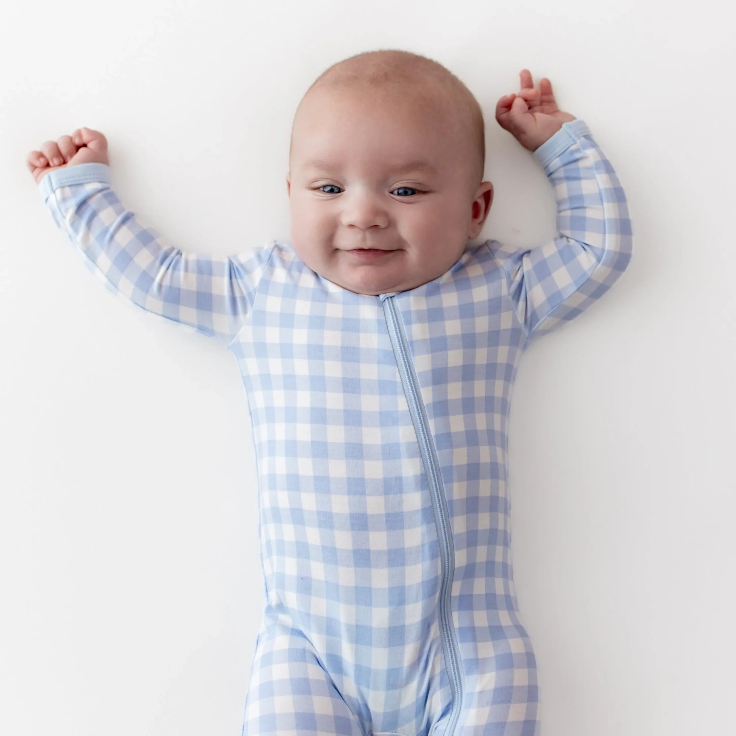 Zippered Romper in Gingham Breeze
