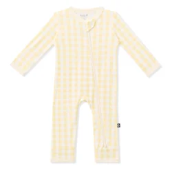Zippered Romper in Gingham Chamomile