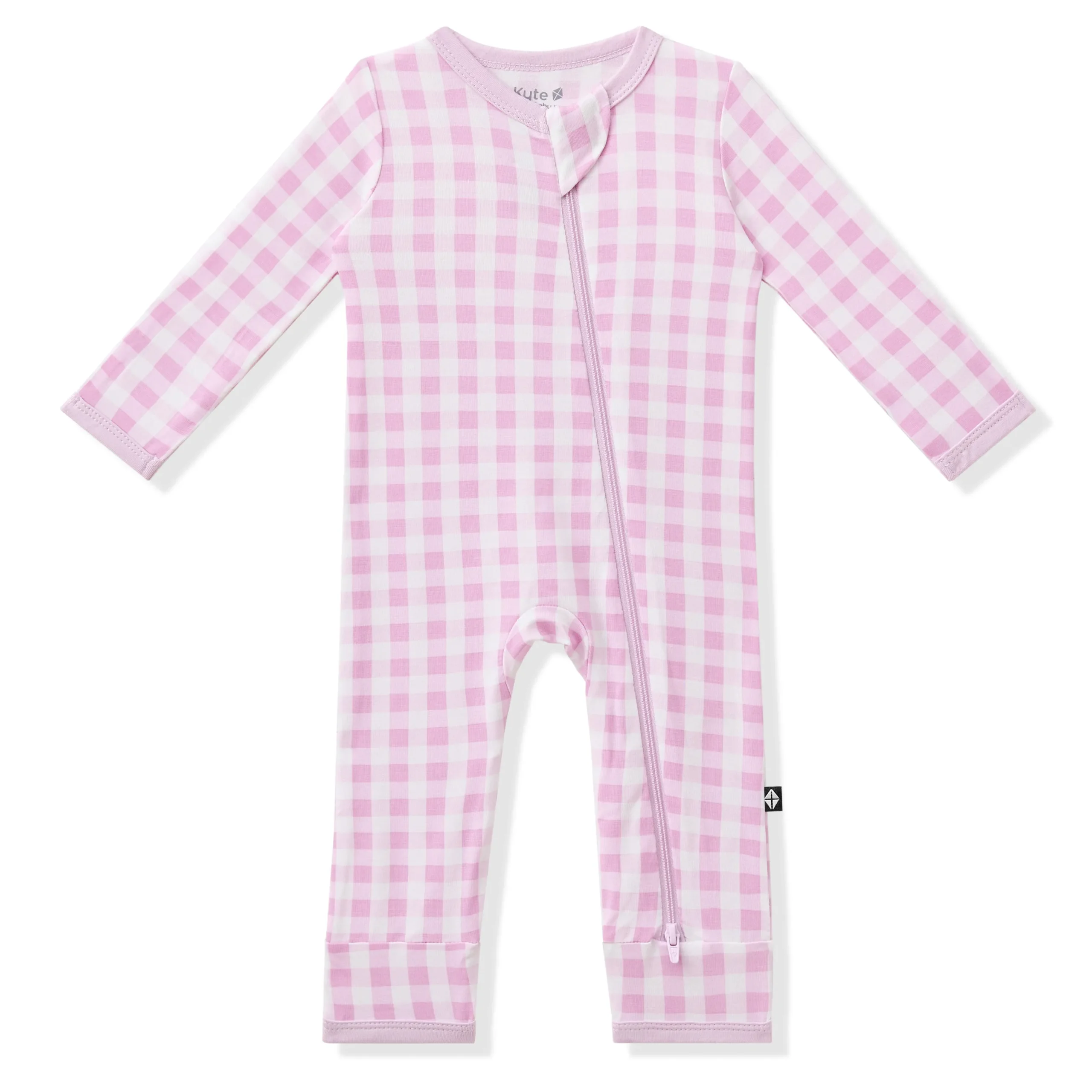 Zippered Romper in Gingham Thistle