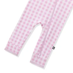 Zippered Romper in Gingham Thistle