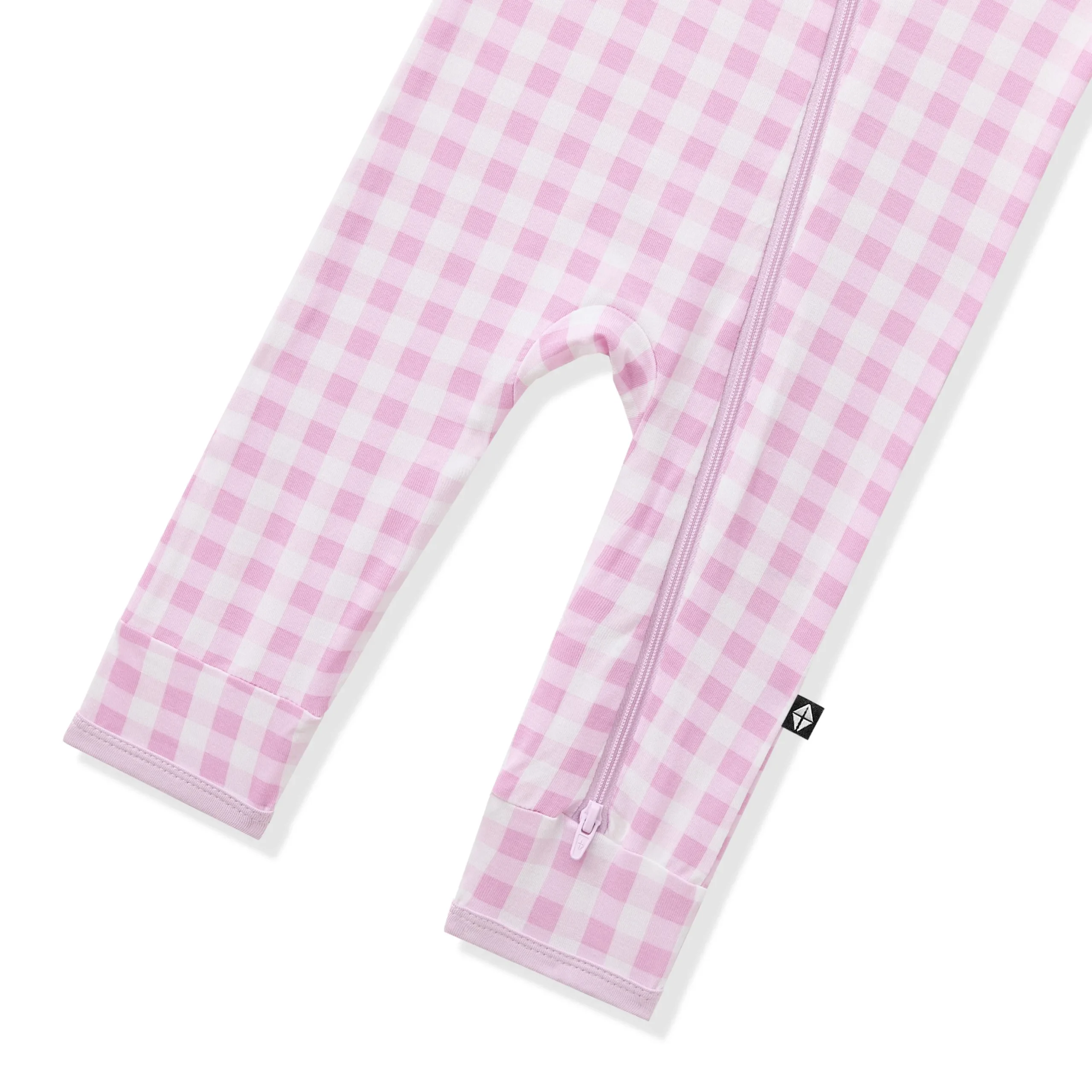 Zippered Romper in Gingham Thistle