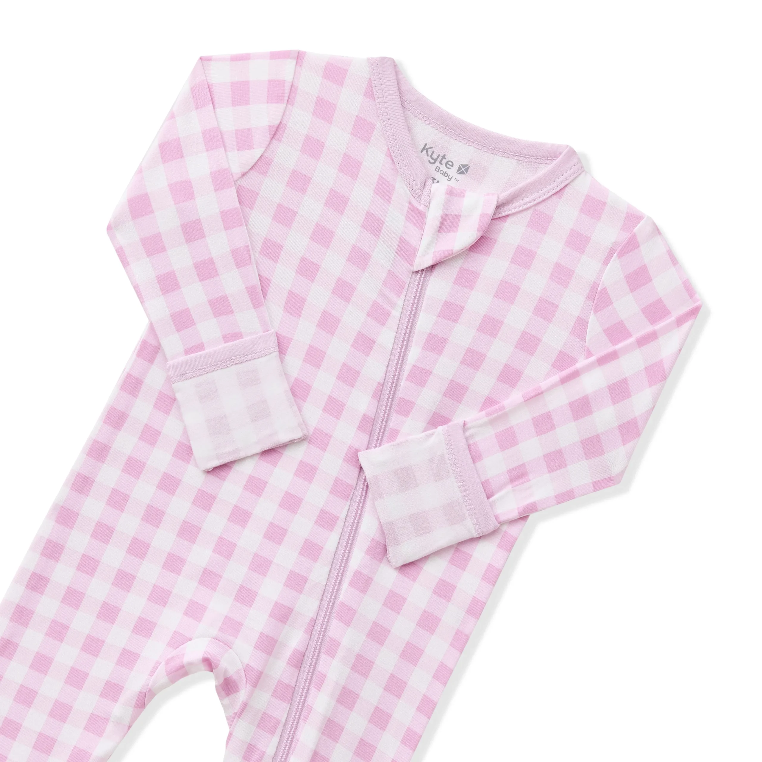 Zippered Romper in Gingham Thistle