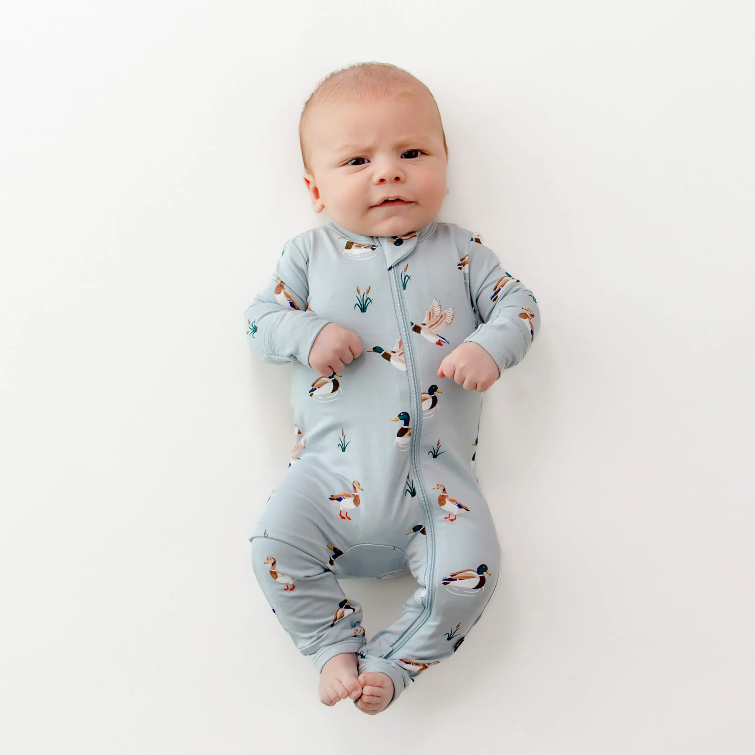 Zippered Romper in Mallard Duck