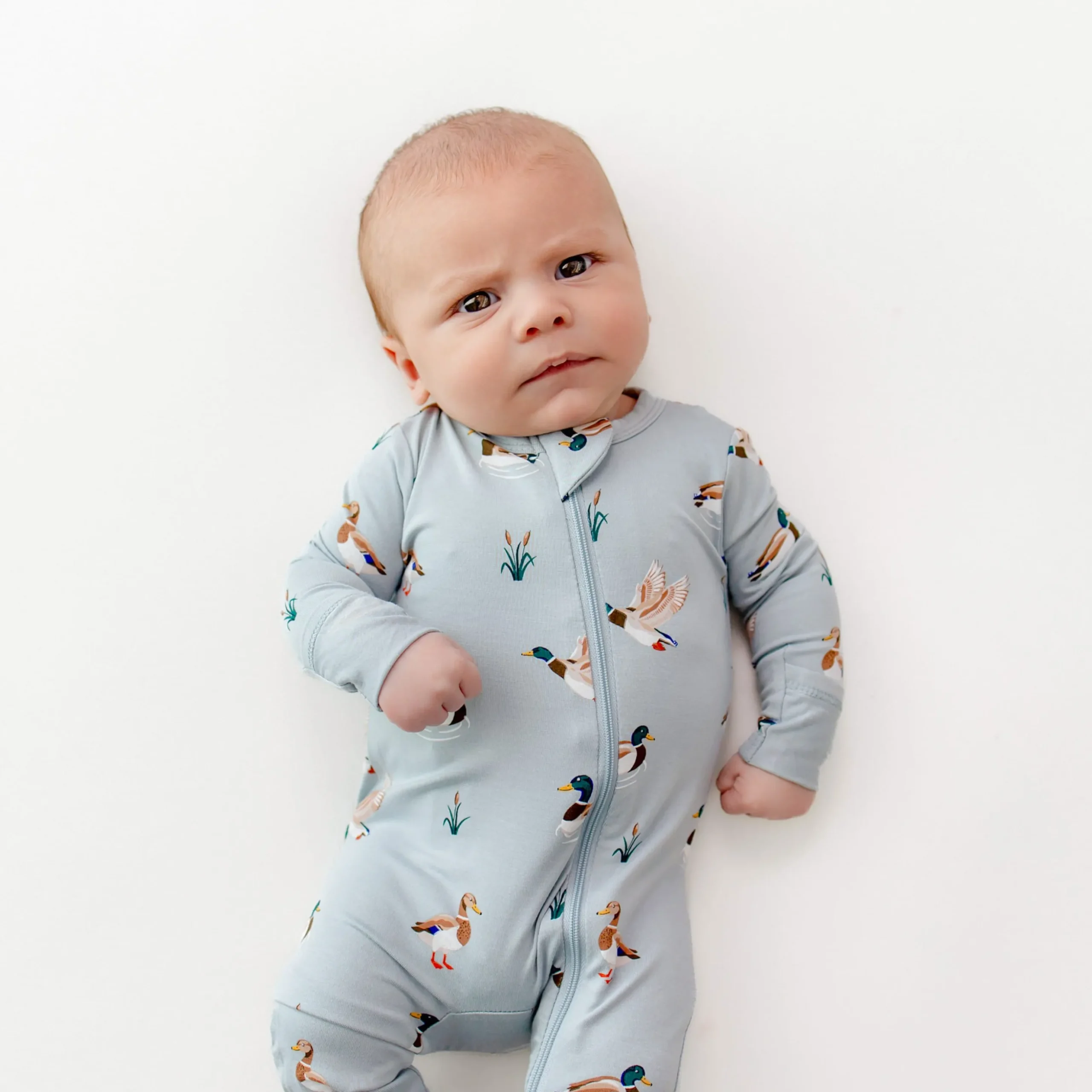 Zippered Romper in Mallard Duck