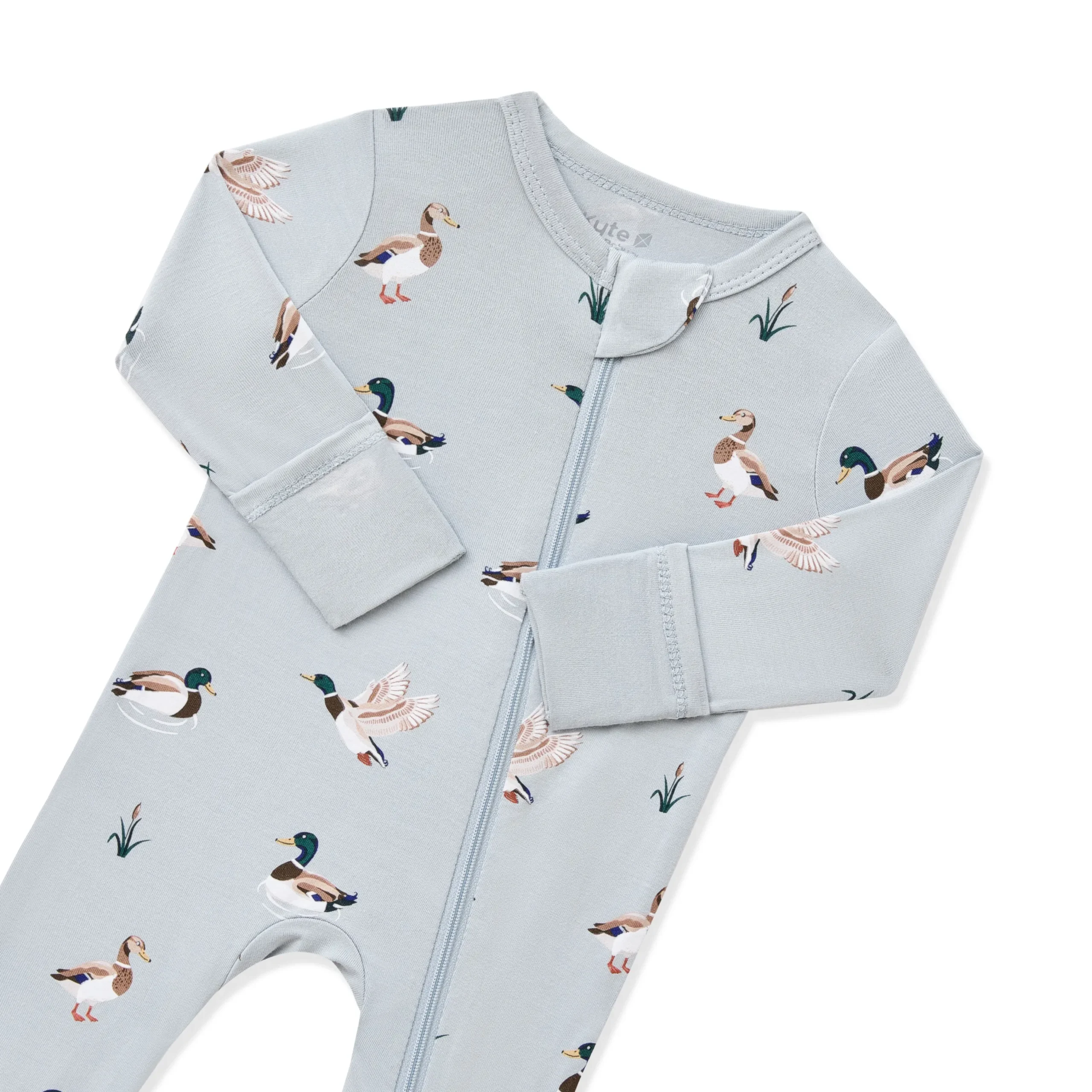 Zippered Romper in Mallard Duck