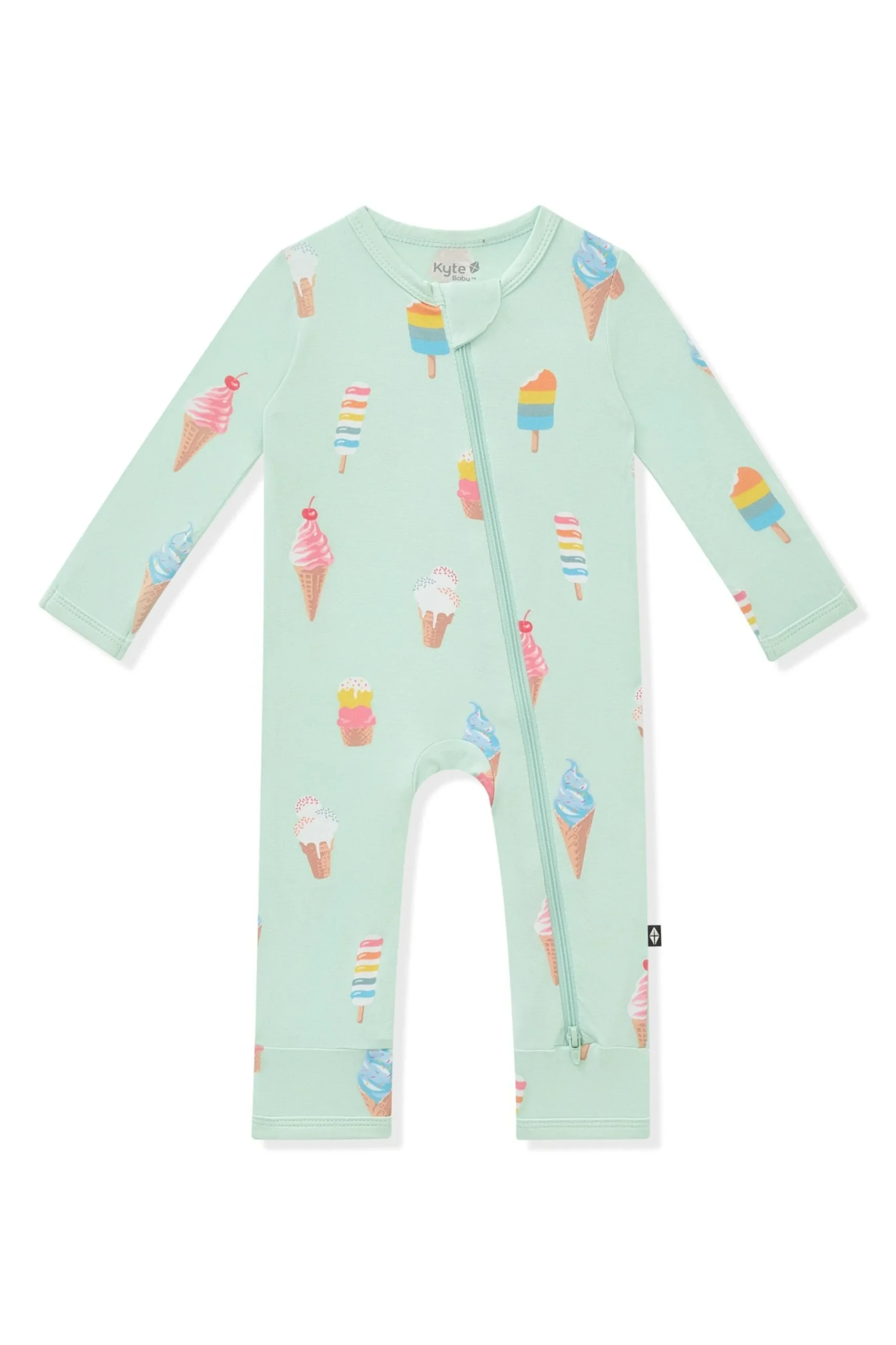 Zippered Romper in Mint Ice Cream