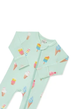 Zippered Romper in Mint Ice Cream
