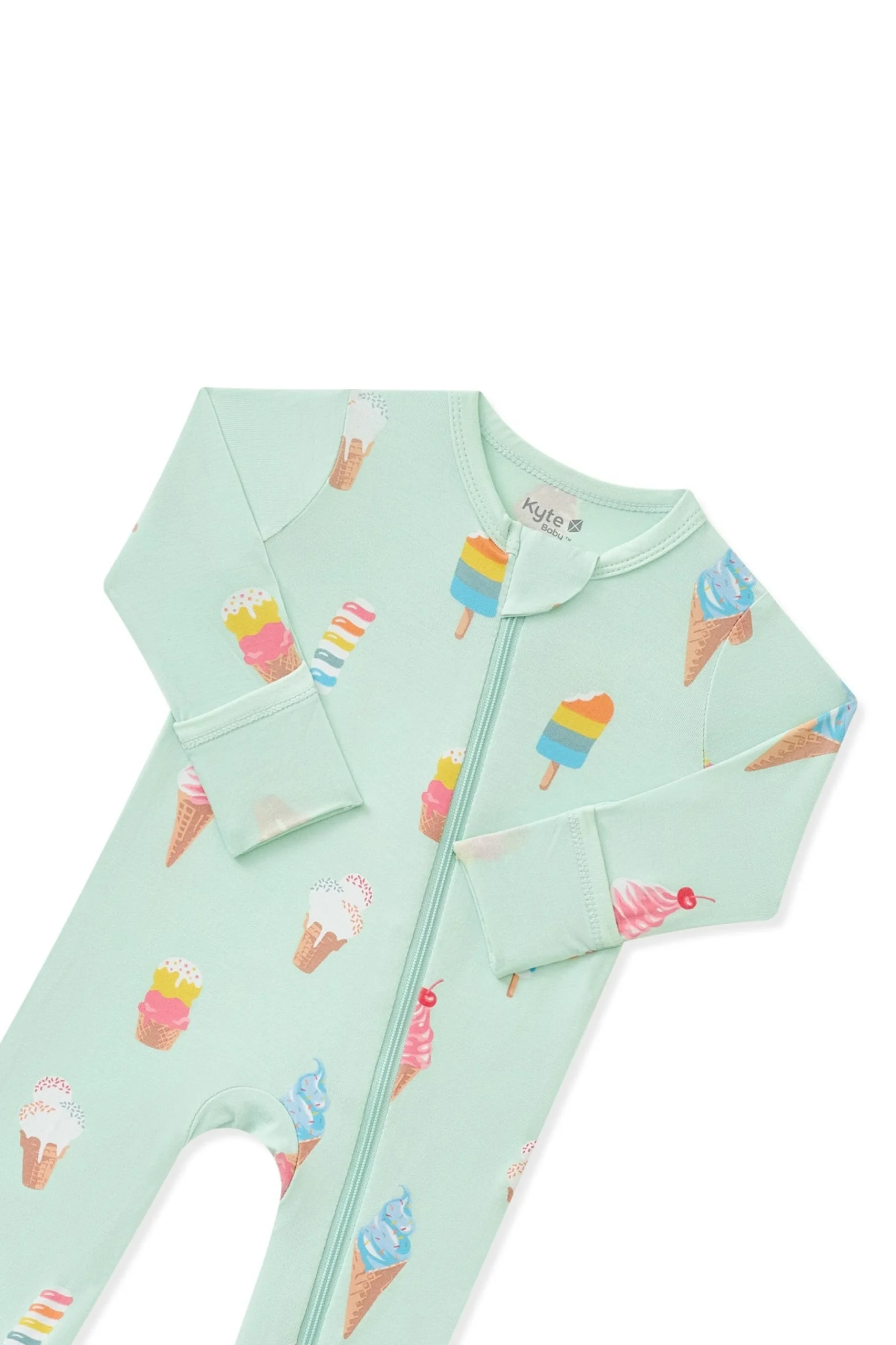 Zippered Romper in Mint Ice Cream