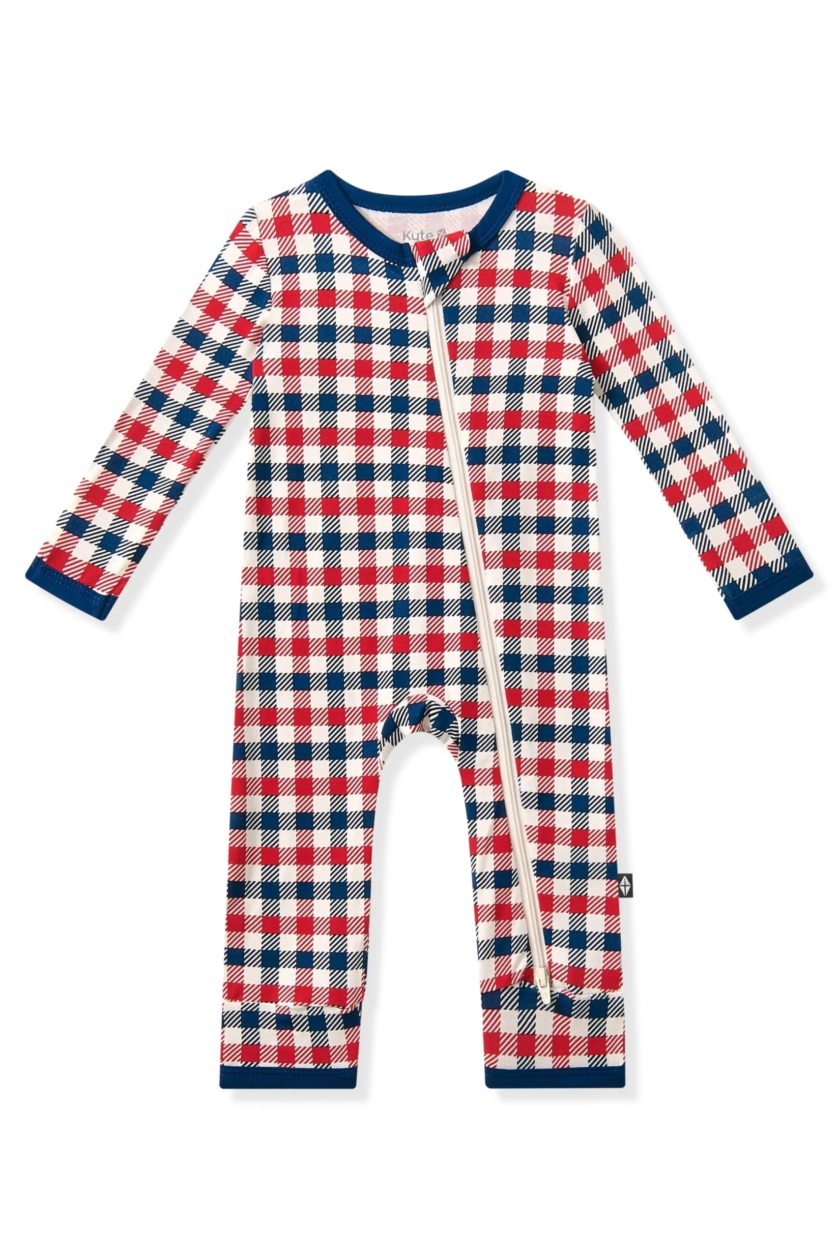 Zippered Romper in Patriotic Gingham