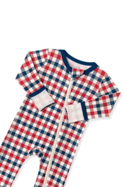 Zippered Romper in Patriotic Gingham