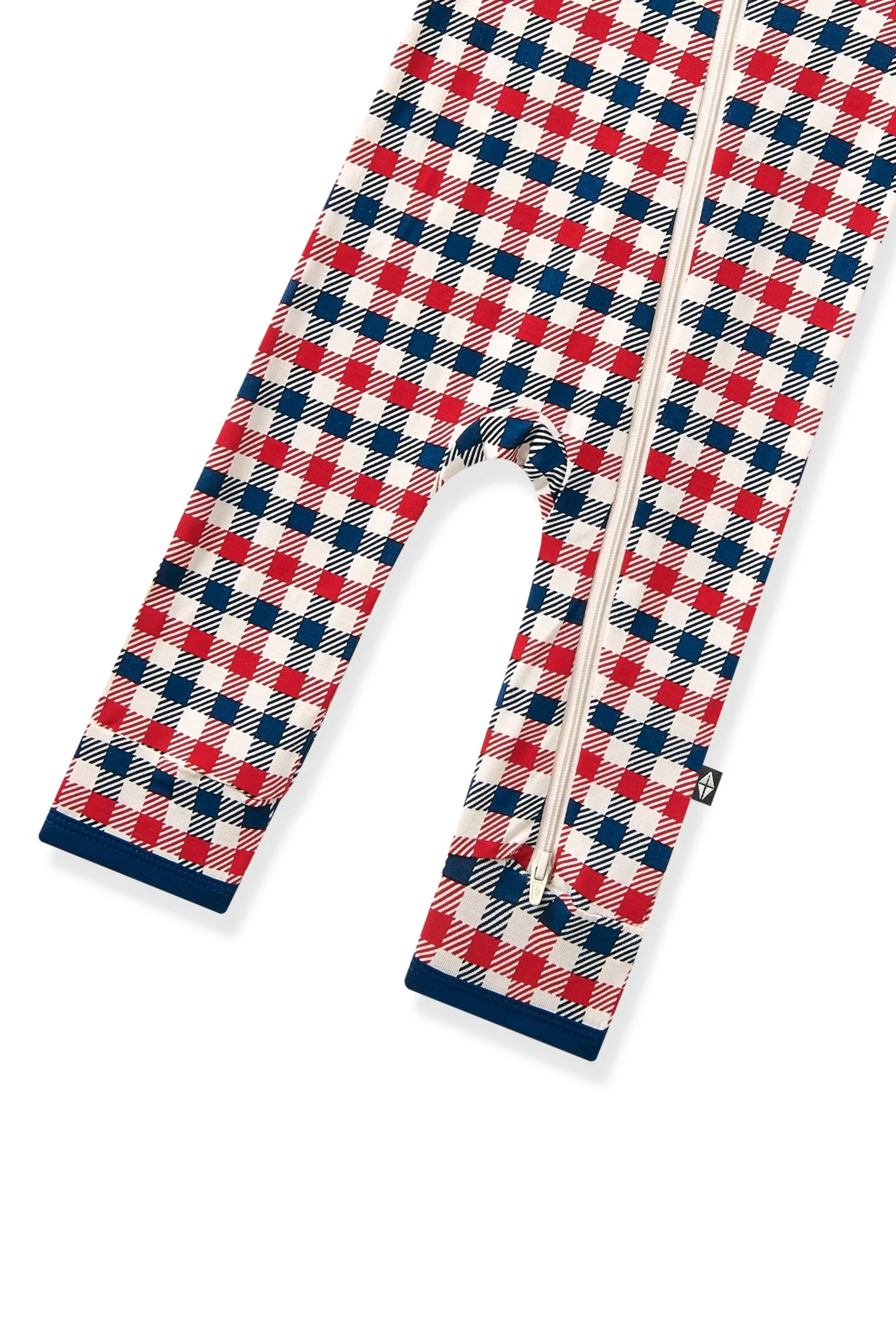 Zippered Romper in Patriotic Gingham