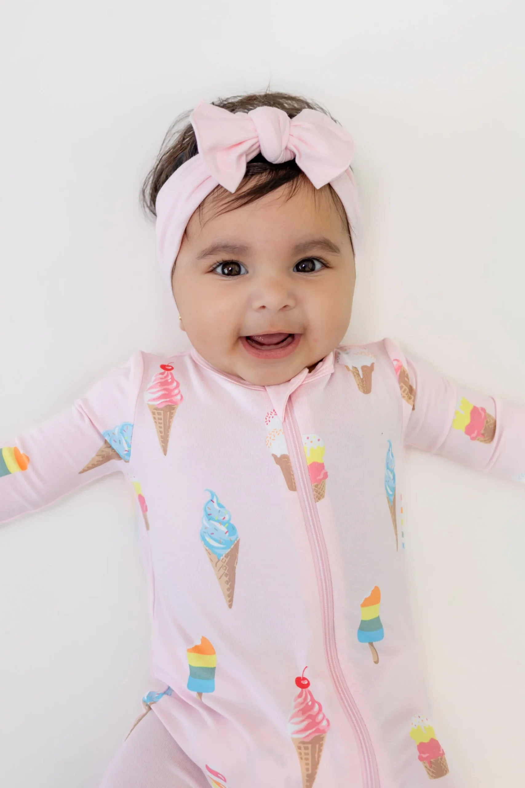 Zippered Romper in Sakura Ice Cream