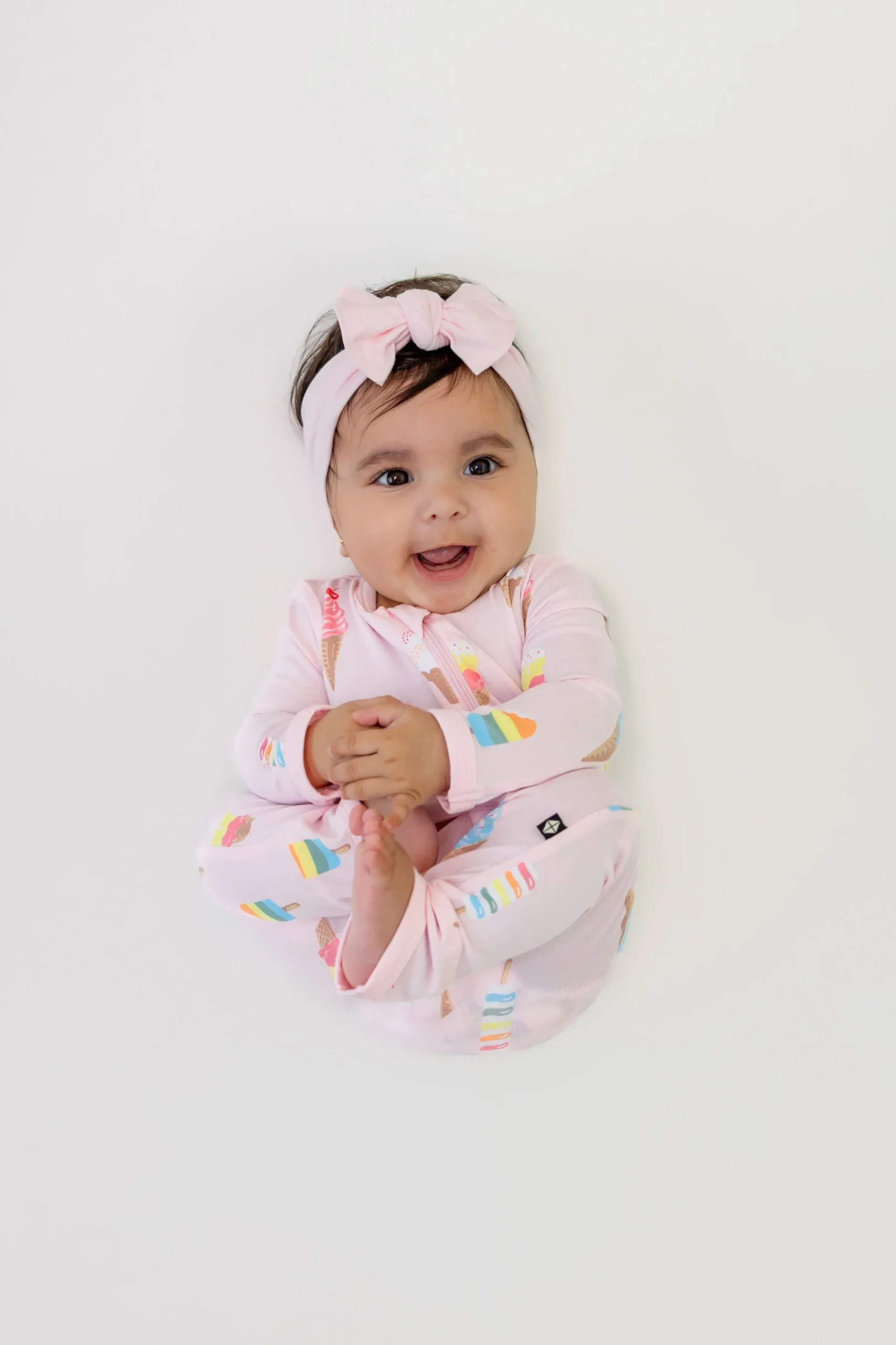 Zippered Romper in Sakura Ice Cream