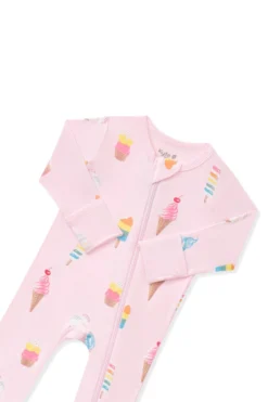Zippered Romper in Sakura Ice Cream