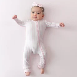 Zippered Romper in Small Sakura Stripe
