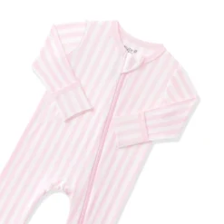 Zippered Romper in Small Sakura Stripe