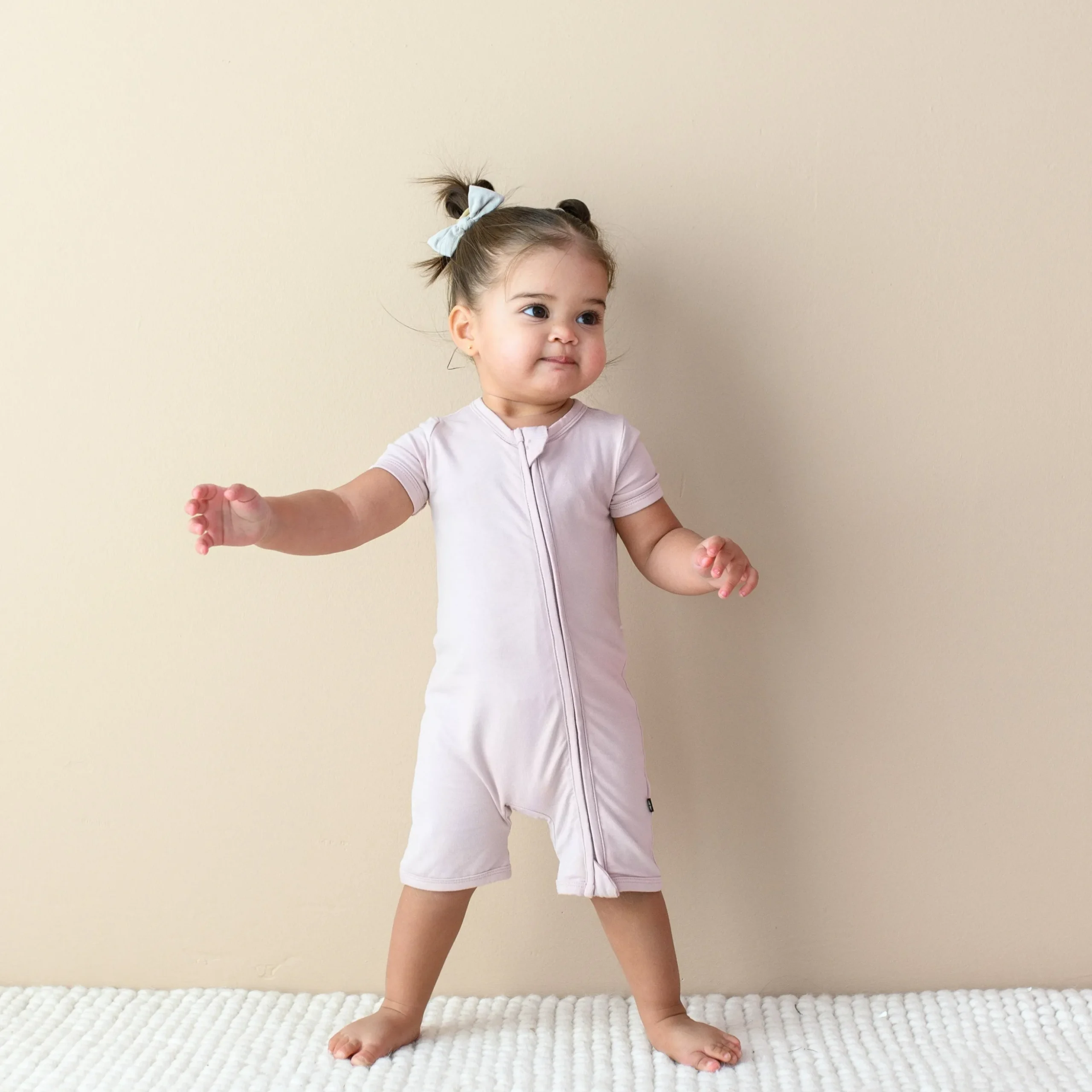 Zippered Shortall Romper in Blush