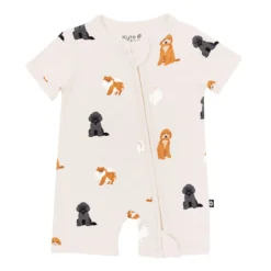 Zippered Shortall Romper in Fluffy Dog