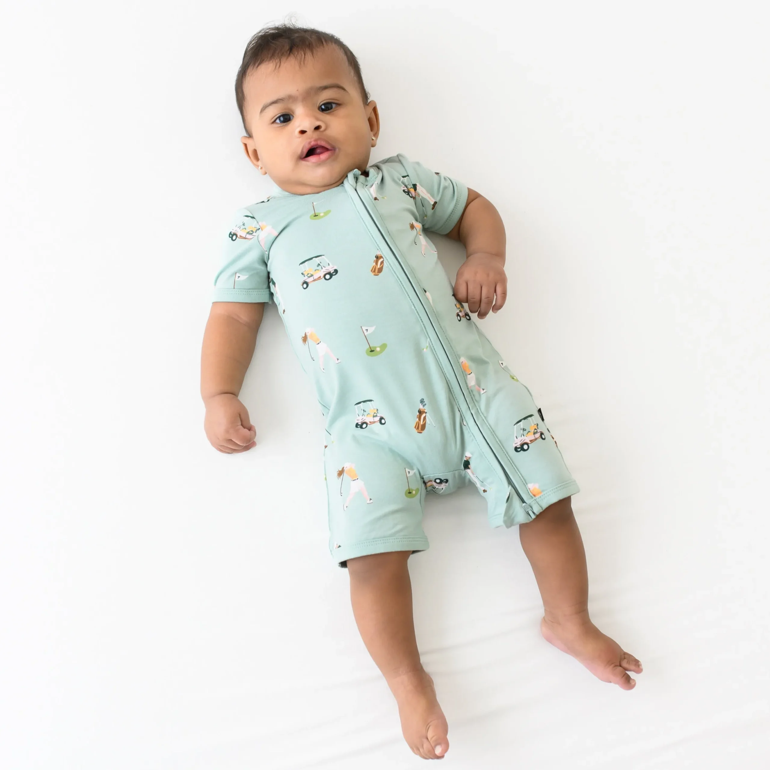 Zippered Shortall Romper in Golf