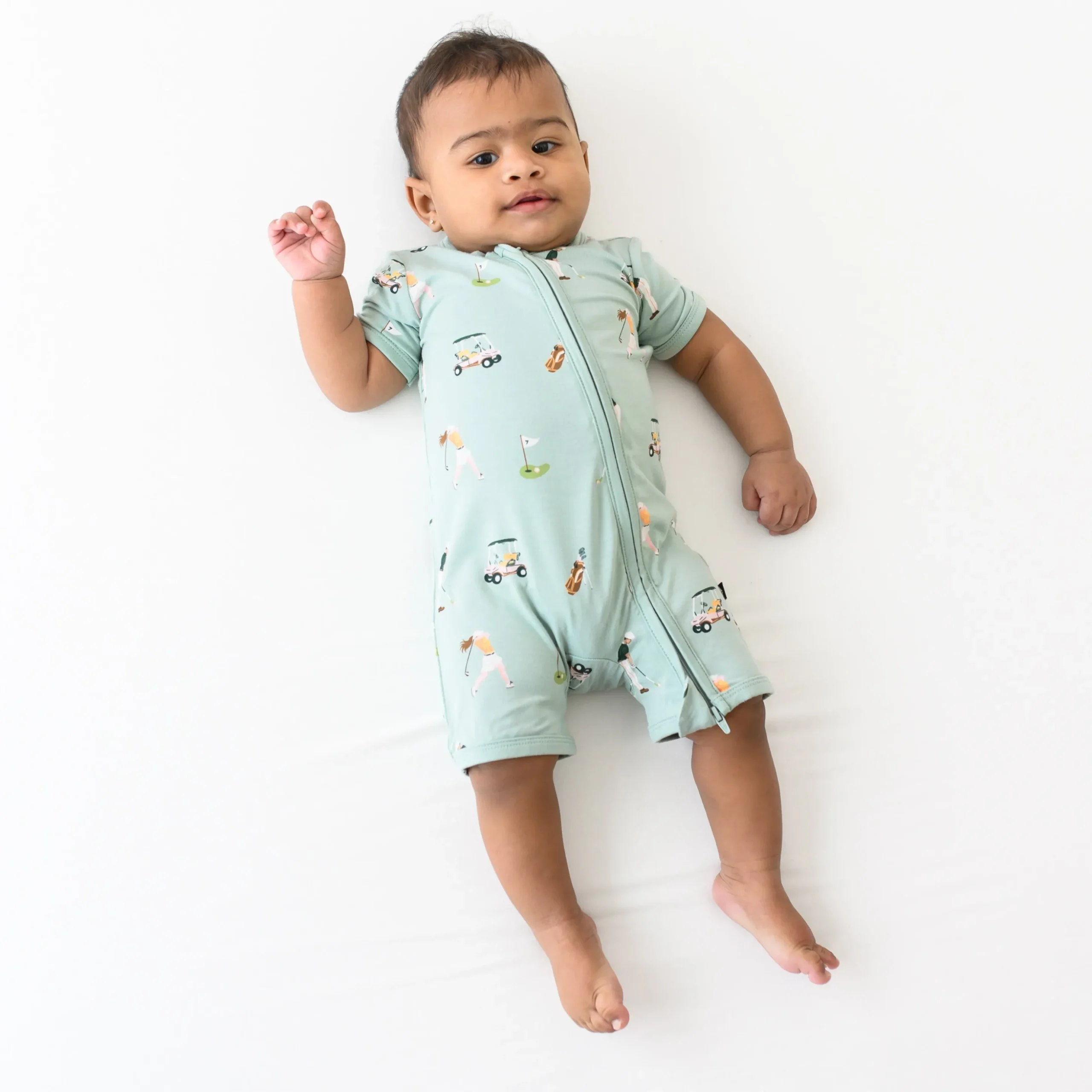 Zippered Shortall Romper in Golf
