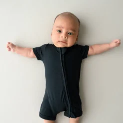 Zippered Shortall Romper in Midnight