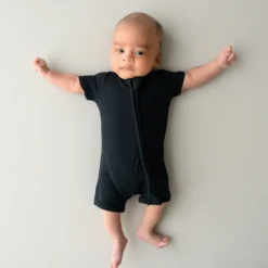 Zippered Shortall Romper in Midnight
