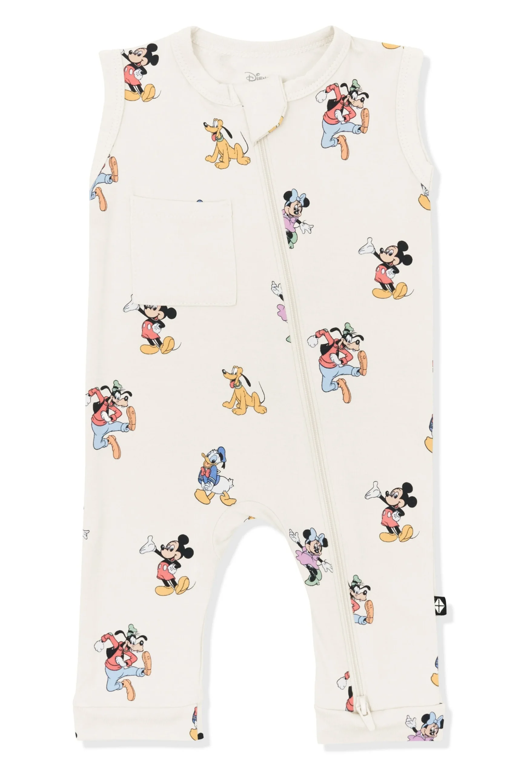 Zippered Sleeveless Romper in Mickey Mouse and Friends