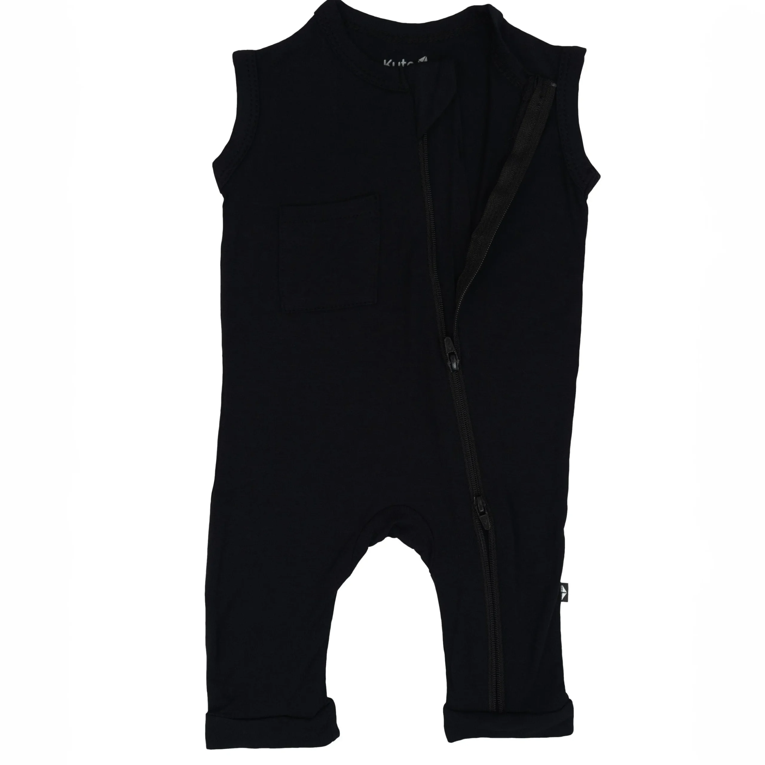 Zippered Sleeveless Romper in Midnight