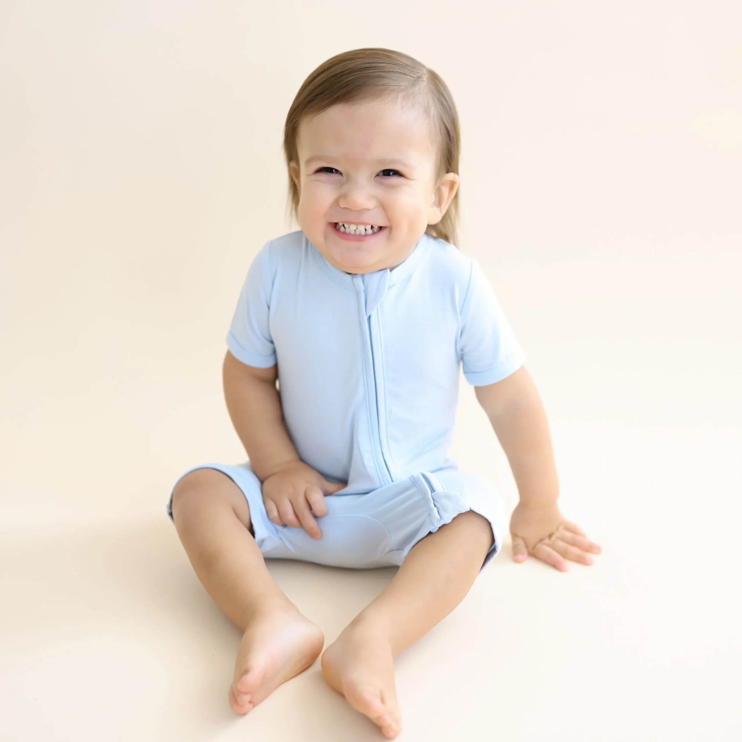 Zipper Shortall Romper in Breeze