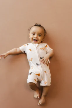 Zipper Shortall Romper in Dachshund