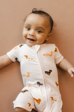 Zipper Shortall Romper in Dachshund
