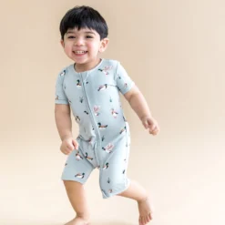 Zipper Shortall Romper in Mallard Duck