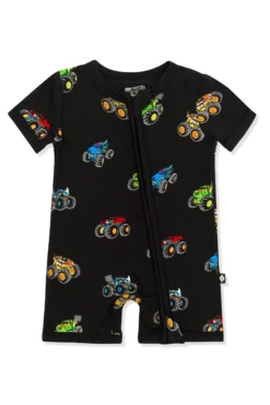 Zipper Shortall Romper in Monster Truck