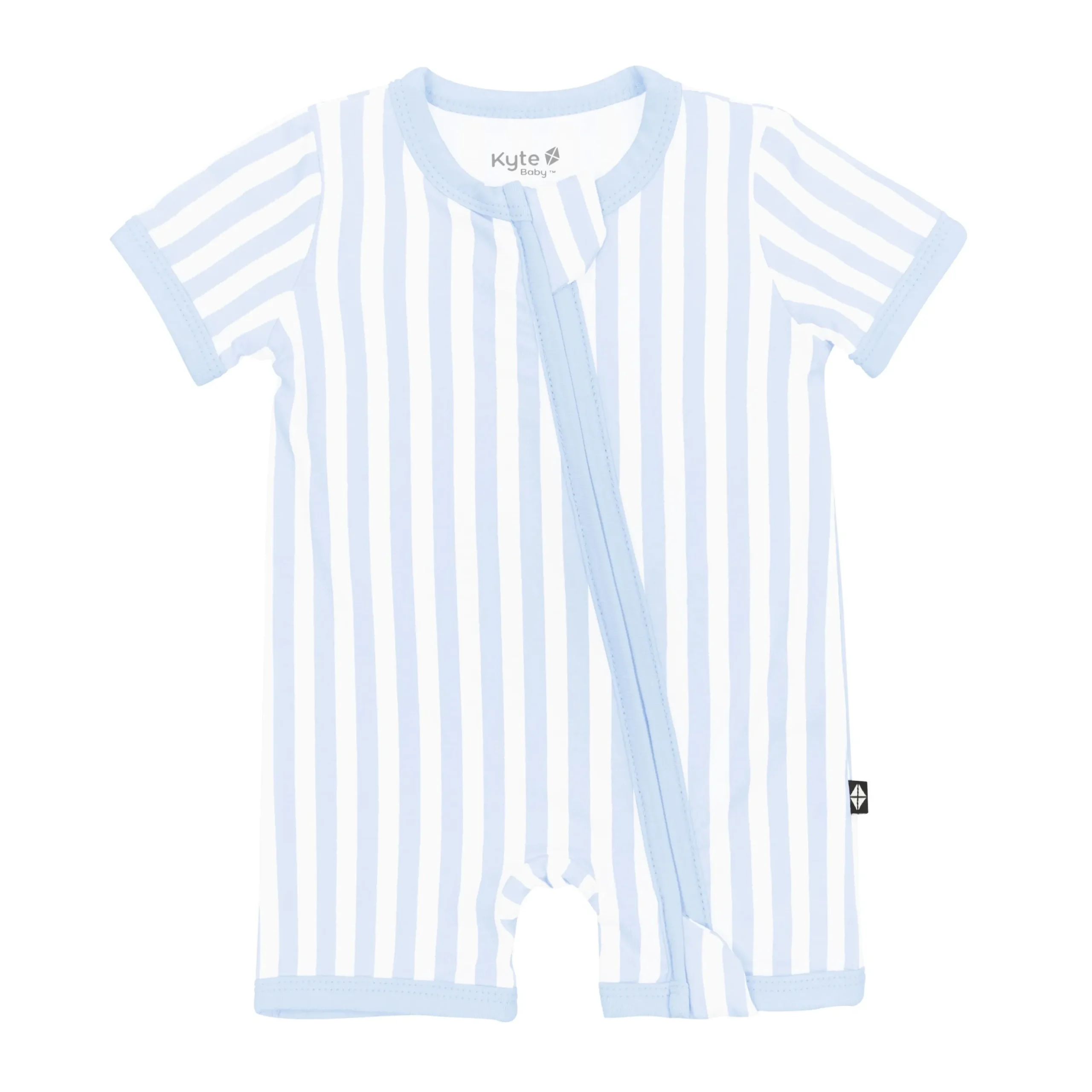 Zipper Shortall Romper in Small Mist Stripe
