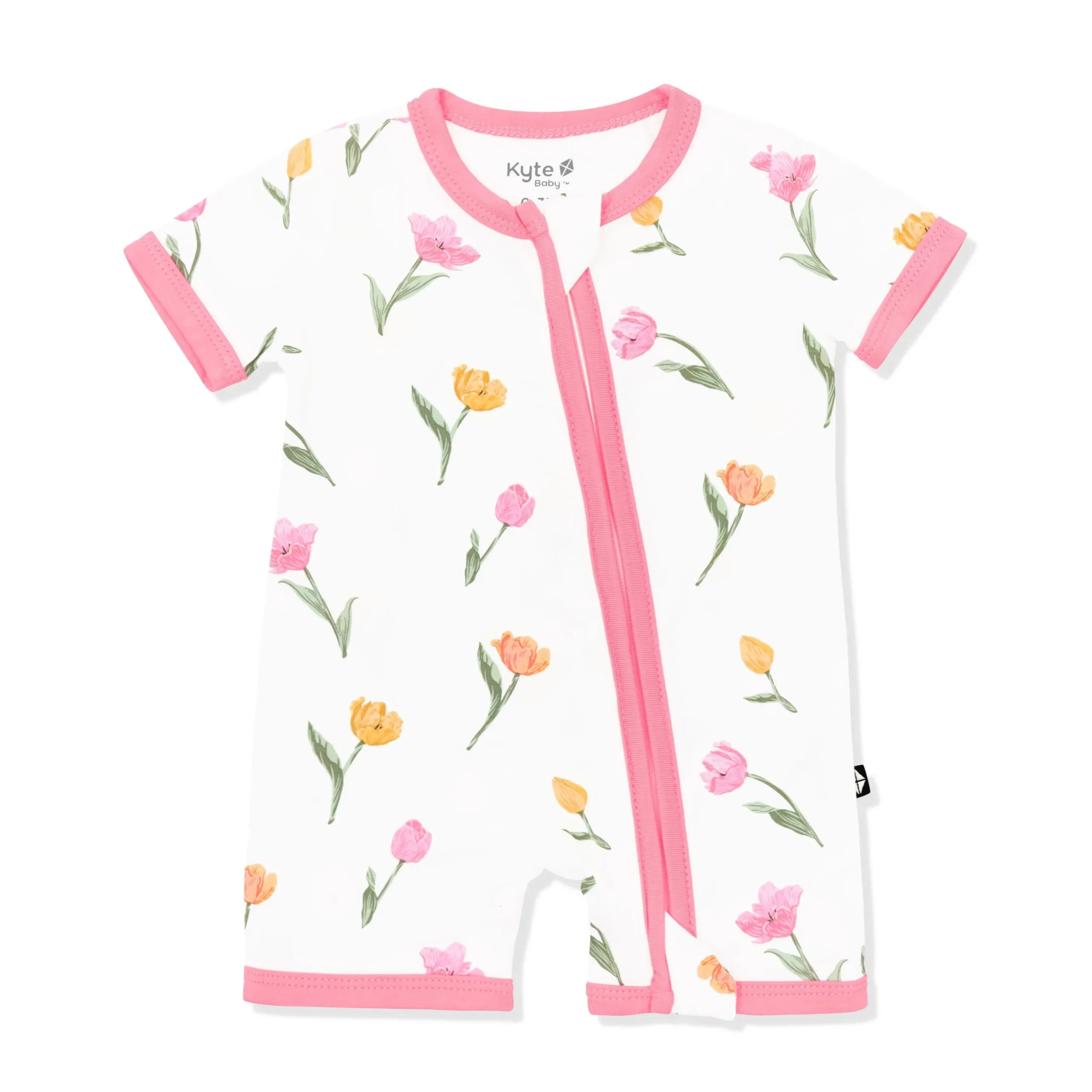Zipper Shortall Romper in Tulip