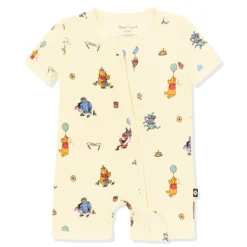 Zipper Shortall Romper in Winnie the Pooh Celebration